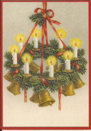 Kerstklokken krans met kaarsen Reliefkaart [SV 6Wp045]