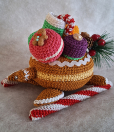 Crochet Pattern PDF Gingerbread Reindeer Turtle with Macaron Sleds (2 Sleds)