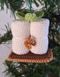 Haakpatroon PDF Kersthanger Verliefde Marshmallows onder de Mistletoe