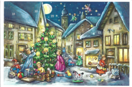 Adventskalender Kaart: Engelen versieren kerstboom - 12531
