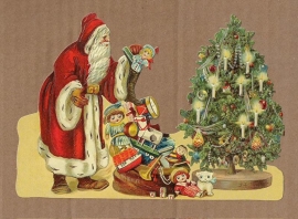 Kerstman legt cadeau's bij de kerstboom poezieplaatjes 5177
