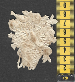 Mandje met bloemen en Duif antiek poezieplaatje met zijde (822)