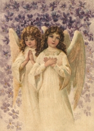 Serene Engeltjes met viooltjes Reliefkaart EF 3017