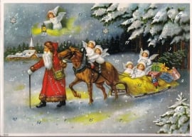 10399 Engeltjes met Kerstman op arreslee Adventskalender