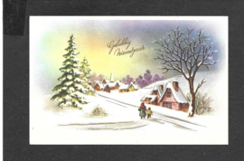 Gelukkig Nieuwjaar - Naar de kerk - oude kaart [15599]