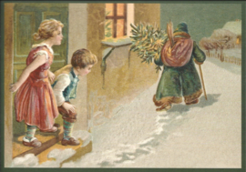 Kindertjes kijken de kerstman na Reliefkaart [SV 6Wp129]