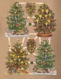 Rijkelijk versierde kerstbomen poezieplaatjes 7390