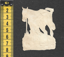 Soldaat verzorgt zijn paard antiek poezieplaatje (788)