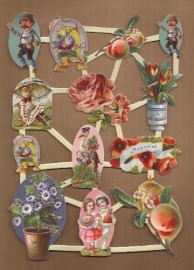 Nostalgie kindjes en bloemen poezieplaatjes LN51