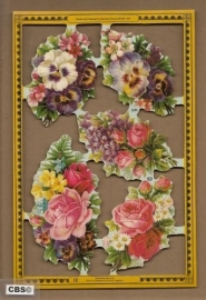 Gemengde bloemen met viooltjes poezieplaatjes A 90