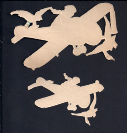 Vliegtuigen (2) antieke poezieplaatjes Made In Germany (194)
