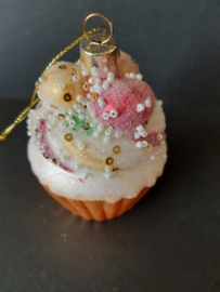 Cupcake vruchten Kerstornament glas