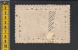 Relief Klavertjes en Rozen met ZIJDE antieke kaart [AK15]