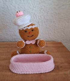 Haakpatroon PDF Visitekaartjes houder met Gingerbread man
