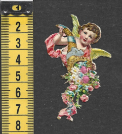 Engeltje antiek poezieplaatje met zijde (814)