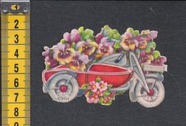 Bloemen Motor antiek poezieplaatje (620)