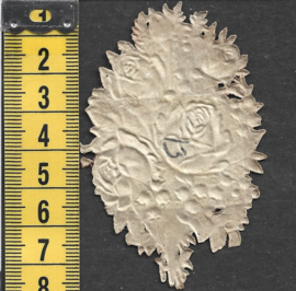 Boeketje met Rozen en Lelietjes antiek poezieplaatje met zijde (813)