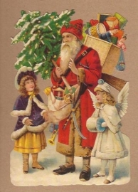 Kerstman met engel en kind poezieplaatjes 5155