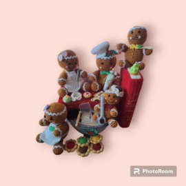 Haakpatroon PDF Gingerbread Bakkerij: 4 in 1! Kom, boek, kleine en grote bakkers