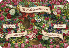 Poezieplaatjes blik vol met plaatjes, naamkaartjes, servetringen
