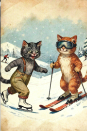 Poezen Kerstkaart: Poezen op Wintersport {20}