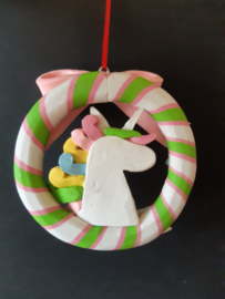 Claydough Unicorn in krans Kerstornament Kurt S. Adler