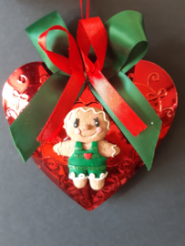 Hart met gingerbread popje groen kerstornament Kurt S. Adler