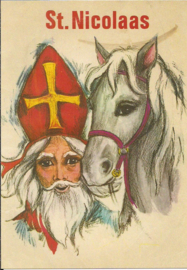 Portret Sinterklaas en Paard prentbriefkaart [A109199]
