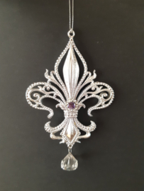 Fleur de lis zilver lila kerstornament Kurt S. Adler