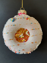 Donut roze Kerstornament Glas
