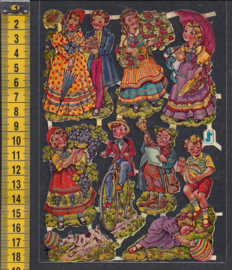 Vintage kinderen met met glitter poezieplaatjes - half vel WS 624A