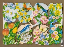 Vogels en Vlinders in bloemen poezieplaatjes MLP 1590