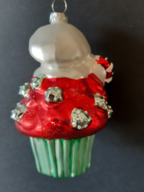 Candy cane kerstman cupcake kerstornament Kurt S. Adler