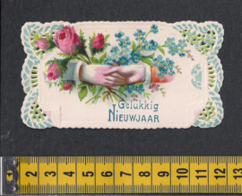 Relief Handjes met bloemen antieke kaart [AK9]