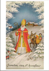 Sinterklaas in winterlandschap prentbriefkaart [1C1848]