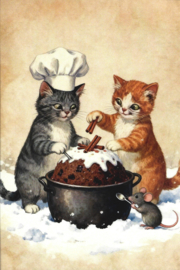 Poezen Kerstkaart: Poezen maken Christmas Pudding {8}