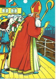 Sinterklaas op de stoomboot prentbriefkaart [C11123]