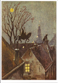 Sinterklaas rijdt op het dak prentbriefkaart [1C1812]