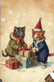 Poezen Kerstkaart: Poezen cadeautjes uitpakken {11}