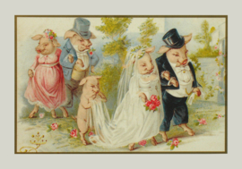 Edwardian Pigs kaart: De bruiloft [EC-2136]
