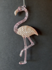 Roze zilveren flamingo 1 kerstornament Kurt S. Adler