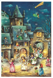 Adventskalender Kaart: Engeltjes in de Winternacht - 12530