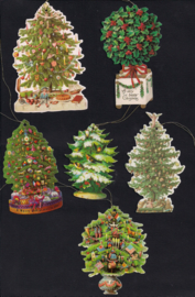Cadeaulabels Kerstbomen en stukken 6 stuks