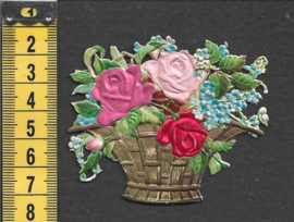 Rozenmand antiek poezieplaatje met zijde (739)