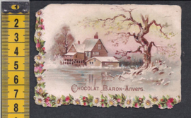 Chocolat Baron-Anvers  - Huis in de sneeuw reclame Litho (483)