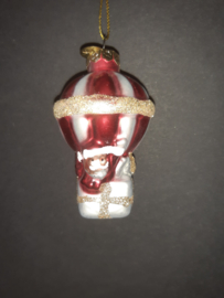 Kerstman in luchtballon kerstornament glas