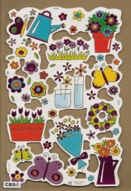 F3004: Bloemen en tuinieren poezieplaatjes met paarsfolie