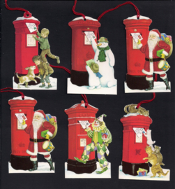 Cadeaulabels Kerstpost bezorgen 6 stuks