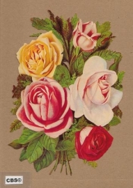 Gemengd rozen boeket poezieplaatjes 5003