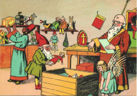 Sint met zijn helpers aan het inpakken prentbriefkaart [C11093]